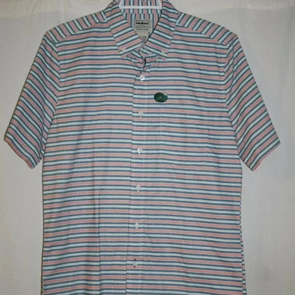 L.L. Bean Striped Button Up Small Slightly Fitted Men's Dress Shirt NWOT